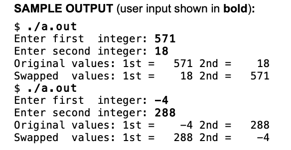 program that accepts as input any two integers from the user and