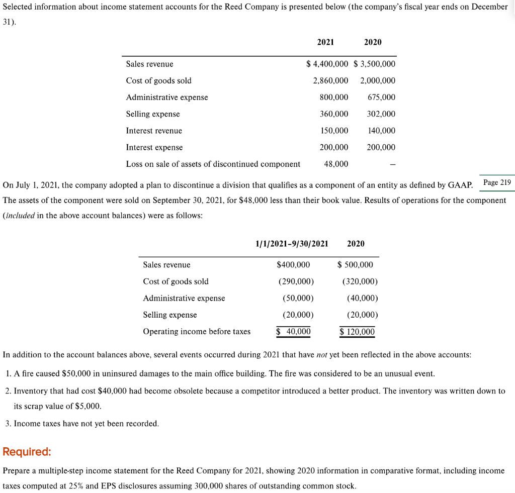 Please provide written out solution Selected information about income statement accounts
