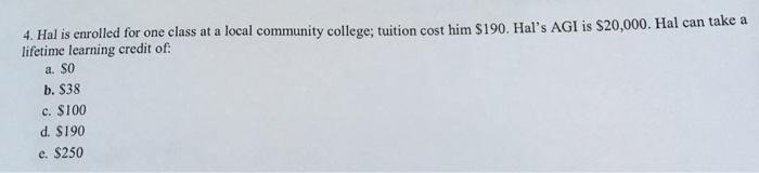  Hal is enrolled for one class at a local community college;