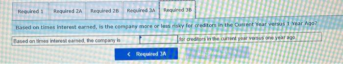 statements for the current year and one year ago. follow. Compute debt