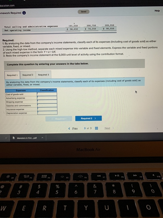 High-Low Method; Contribution Format Income Statement (LO5-10) Morrisey & Brown, Ltd., of