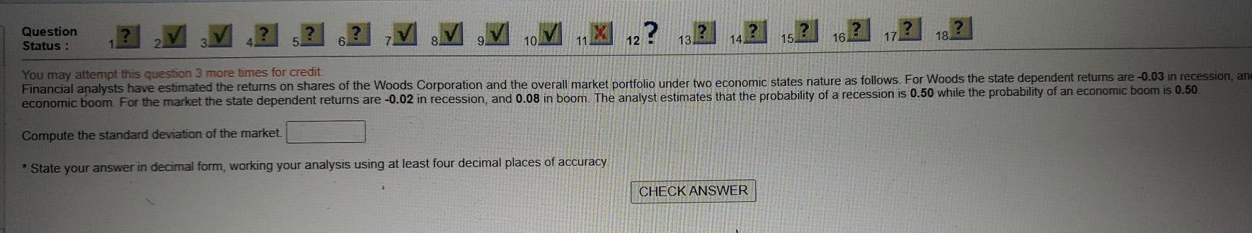 Question Status: ? 5 6 10 11 12 13 14 18