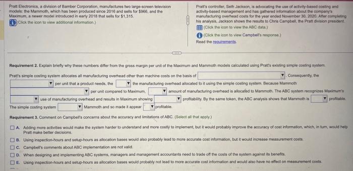 cost of goods soid for each modet. (Round invornediary cakcuations to the