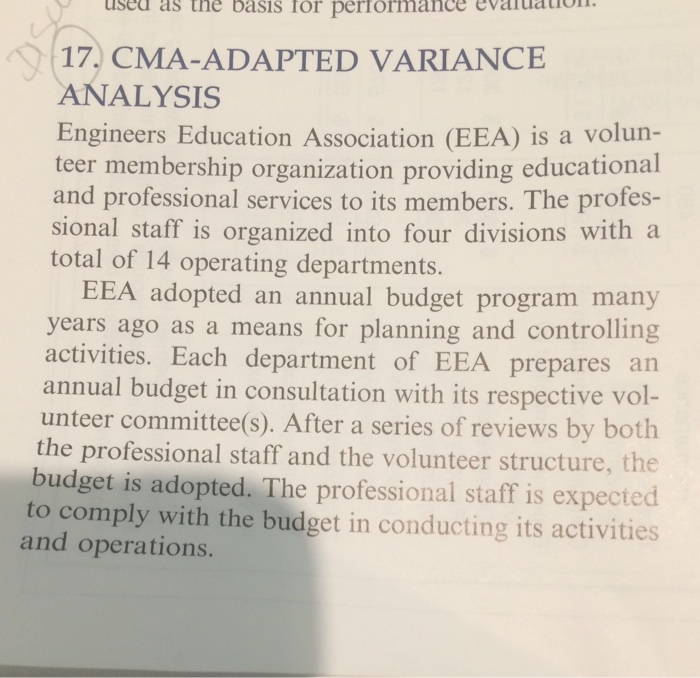  used as the basis for performance evaltaton 17. CMA-ADAPTED VARIANCE ANALYSIS