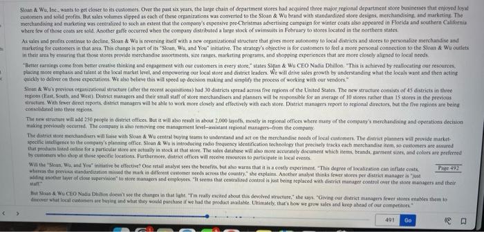 Answer all three questions based of the text given. Slaan \& Wu,