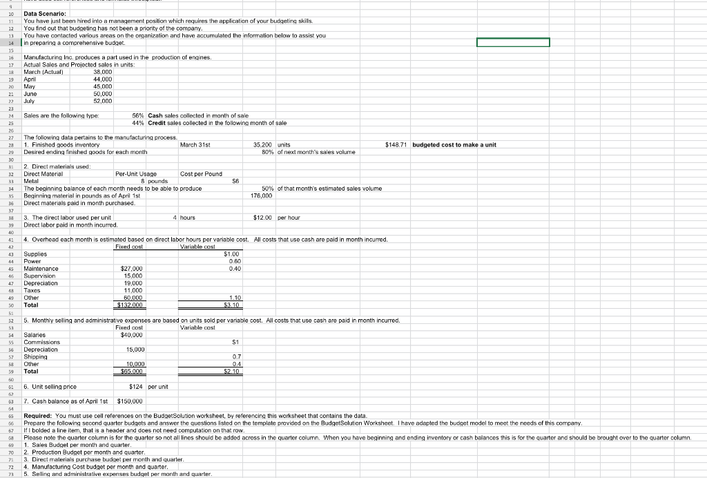 please help with question 4 and 5, please show cell reference Data