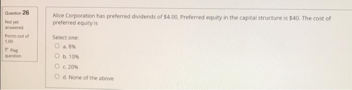 d. None of the above. Aston Corporation has a current stock price