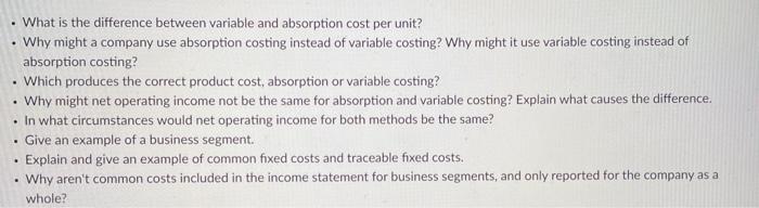  . . . What is the difference between variable and absorption