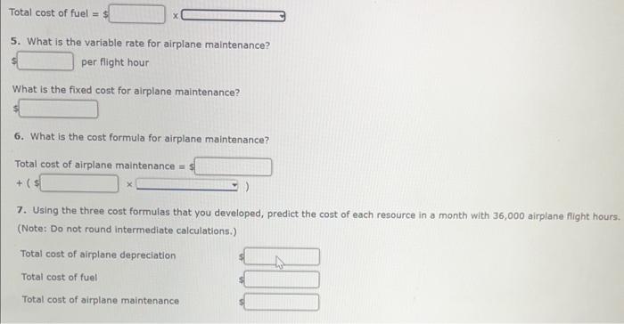 The number of airplane flight hours is the driver. The total costs
