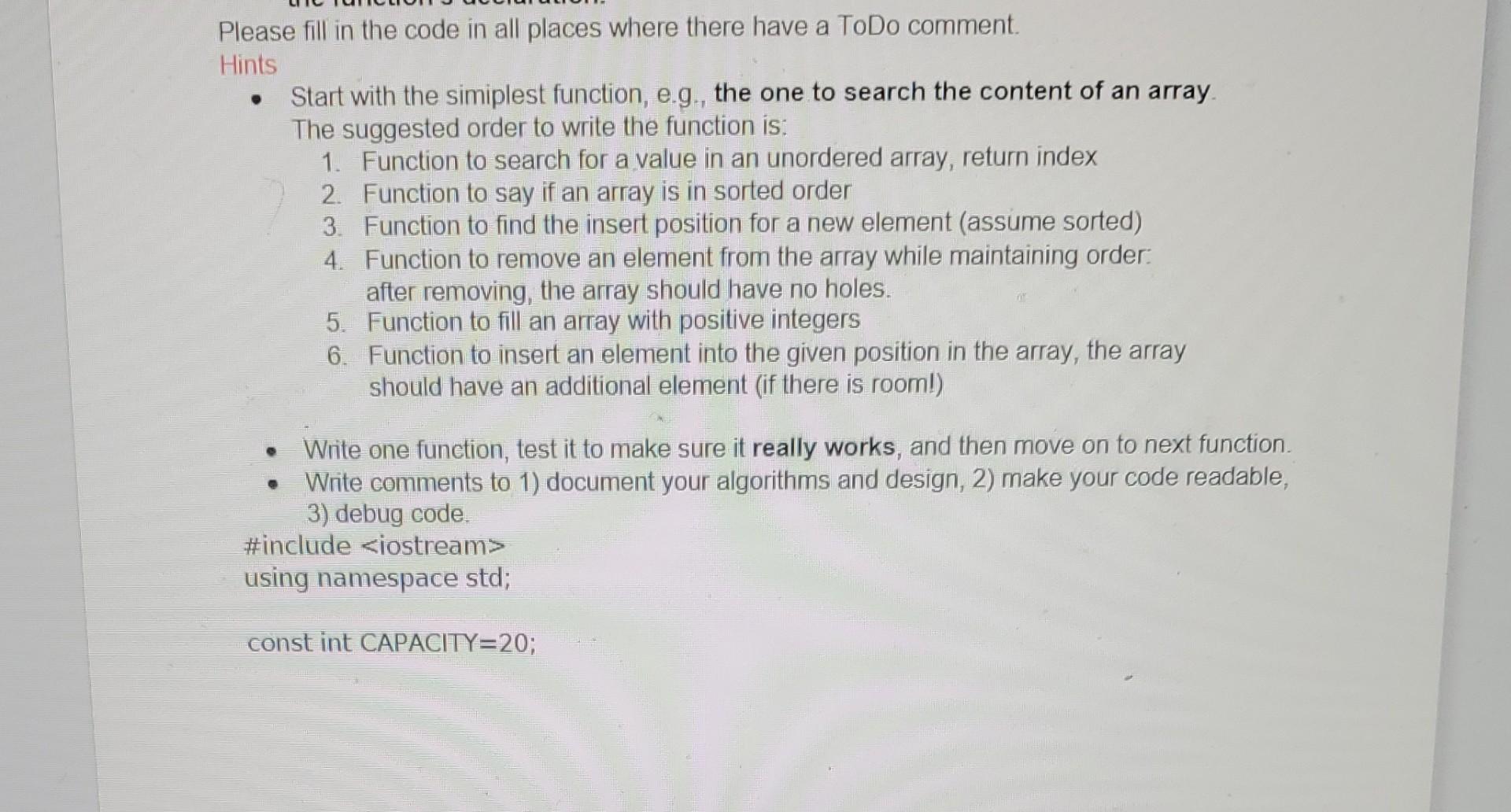  pls do in C++ Please fill in the code in all