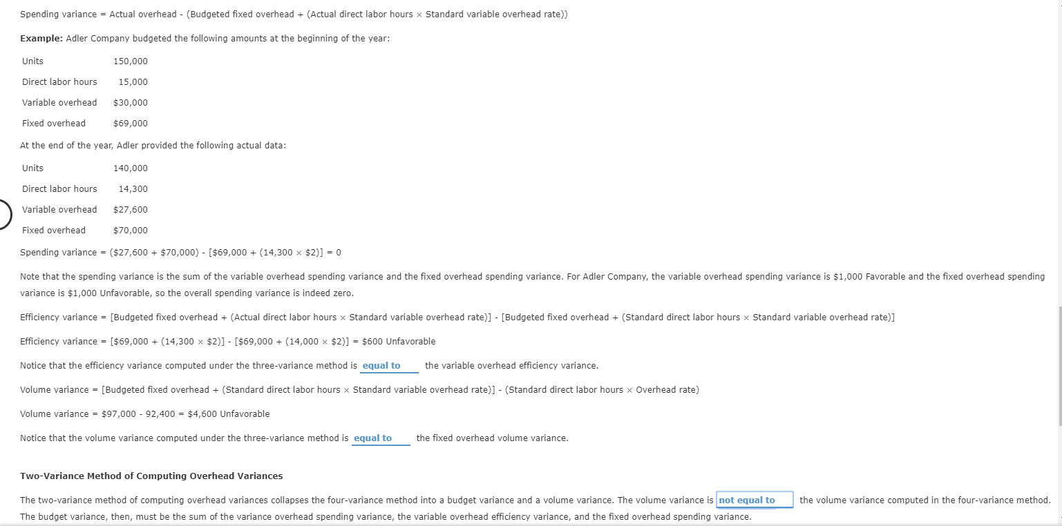 The answers are vice versa. Which is the correct solution? Spending variance
