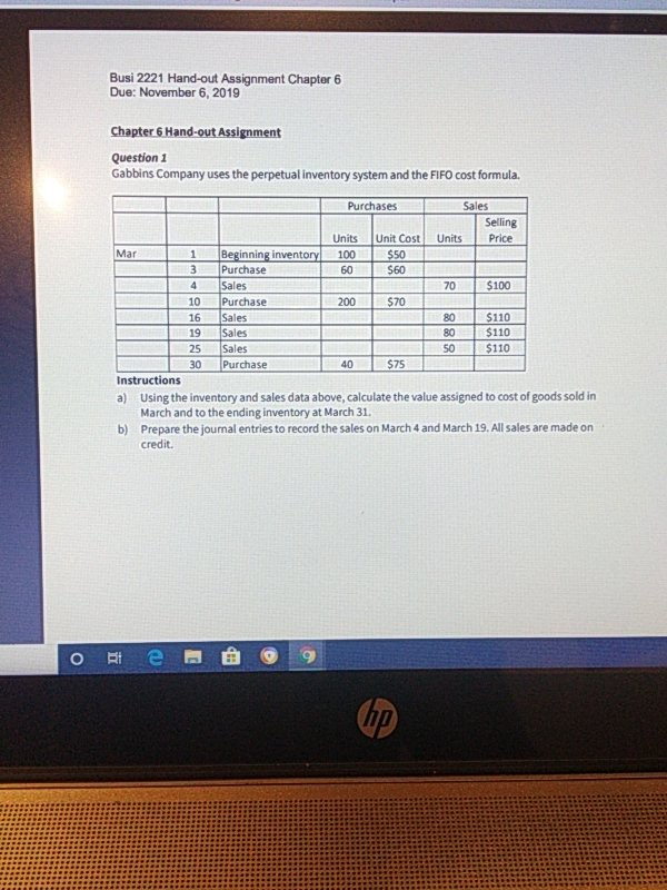 I just need the answer immediately Busi 2221 Hand-out Assignment Chapter