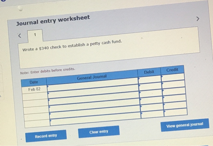 P2 Nakashima Gallery had the following petty cash transactions in February of