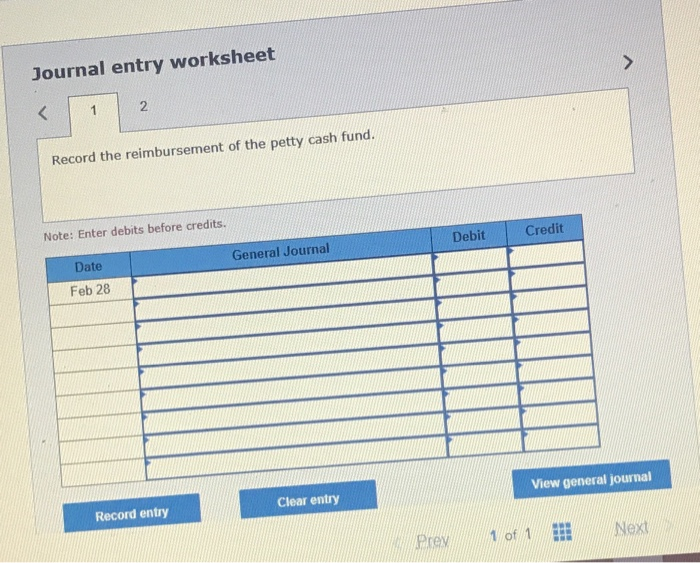 inventory Feb. 2 Wrote a $340 check to establish a petty cash