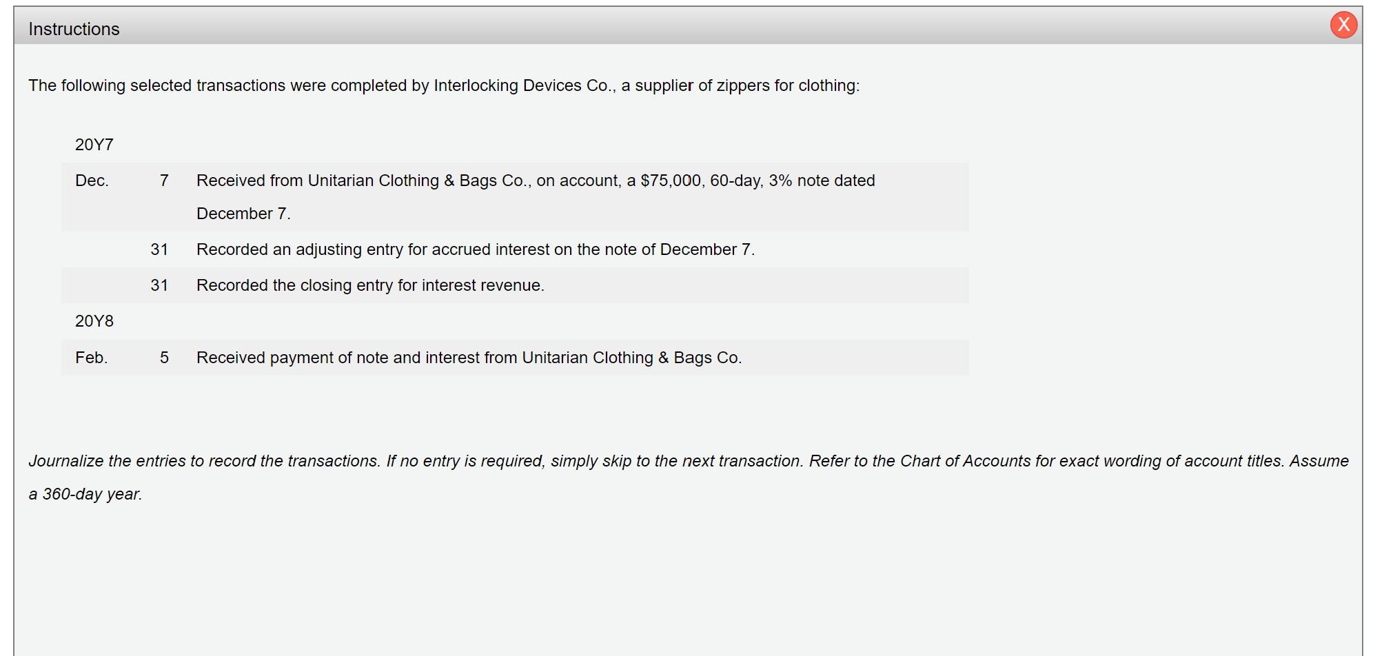 Instructions The following selected transactions were completed by Interlocking Devices Co.,