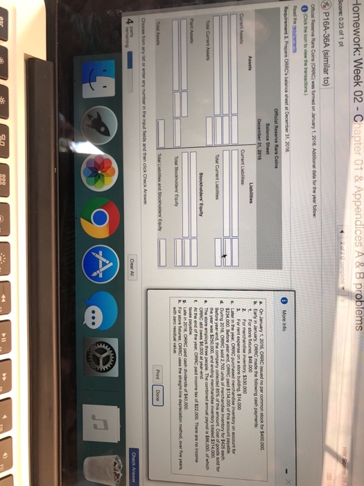  Homework: Week 02 -Chapter 01 & Appendices A&B problems P16A-36A (similar