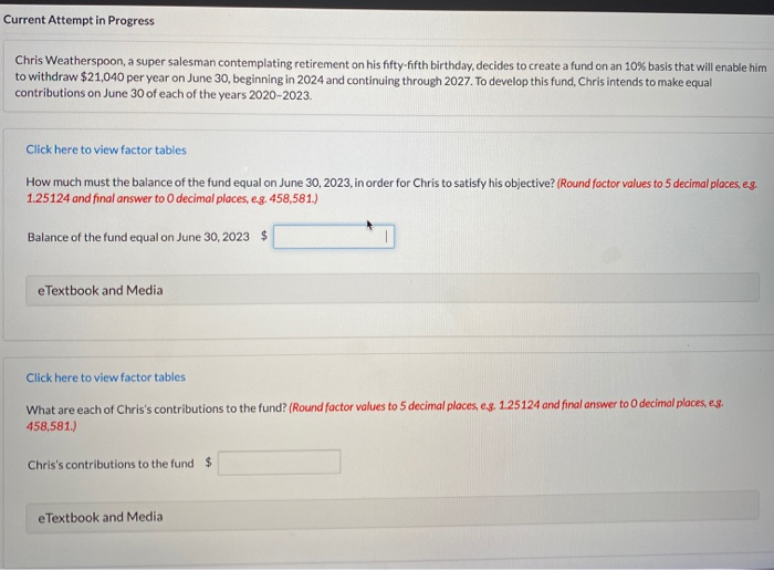  Current Attempt in Progress Chris Weatherspoon, a super salesman contemplating retirement
