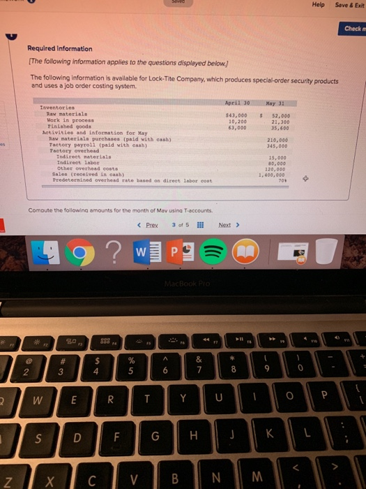  Help Save & Exit Check n Required information The following information
