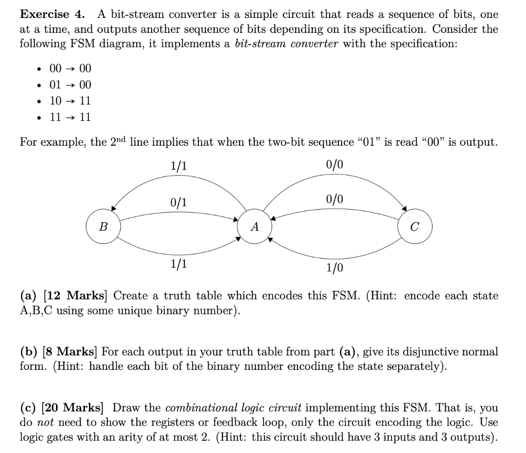  Exercise 4. A bit-stream converter is a simple circuit that reads