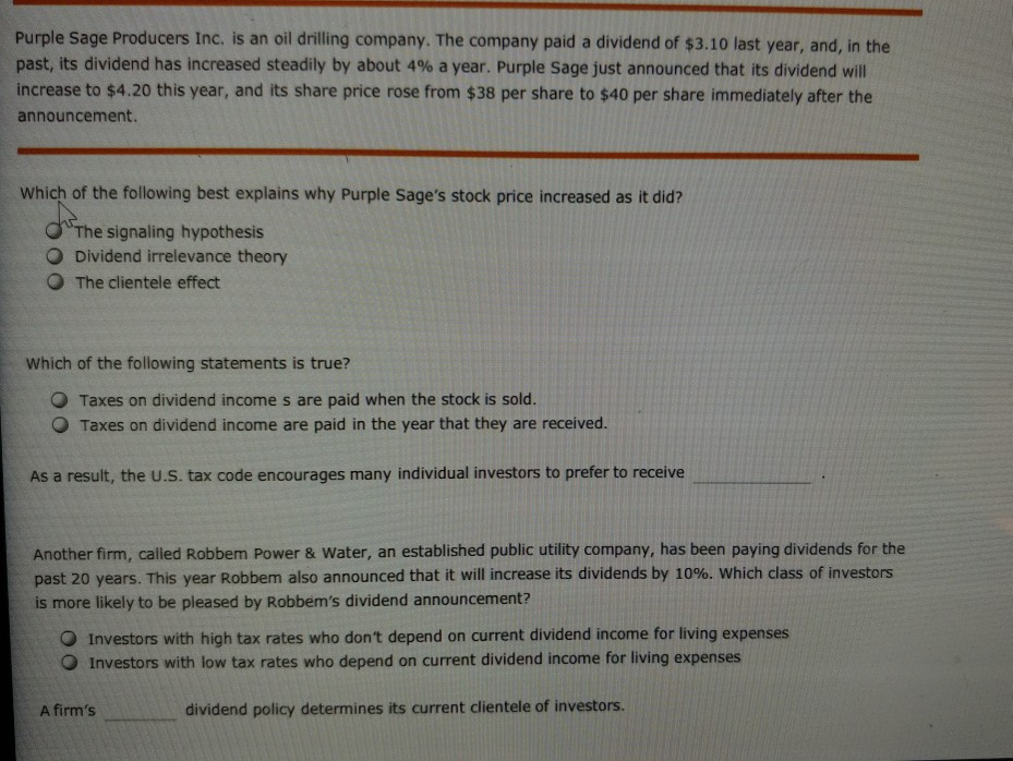 Assignment Keep the Highest: /6 Attempts: 1. Dividend policy A firm's value