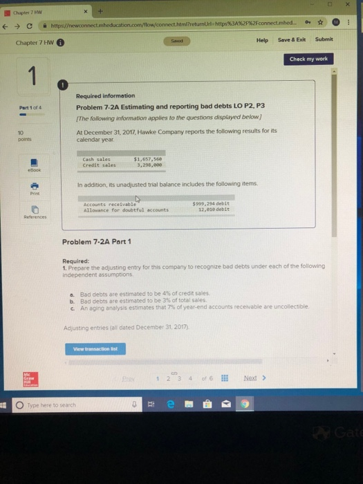  Chapter 7 HW Help Save&Exit Submit Chapter 7 HW e Check