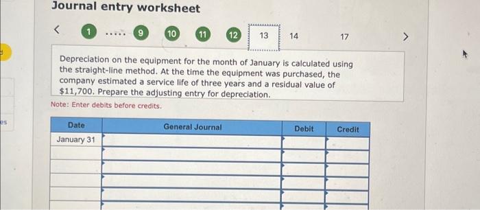 Note: Enter debits before credits. Journal entry worksheet Journal entry worksheet (1)