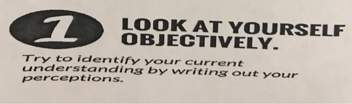  Paragraph LOOK AT YOURSELF OBJECTIVELY Try to identify your current understanding