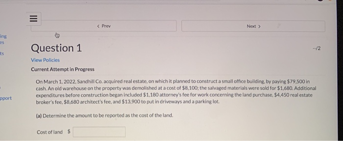  ing ts Question 1 --/2 View Policies Current Attempt in Progress