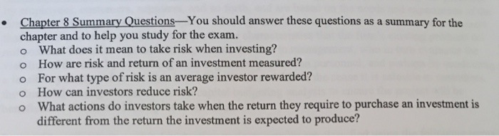  Chapter 8 Summary Questions-You should answer these questions as a summary