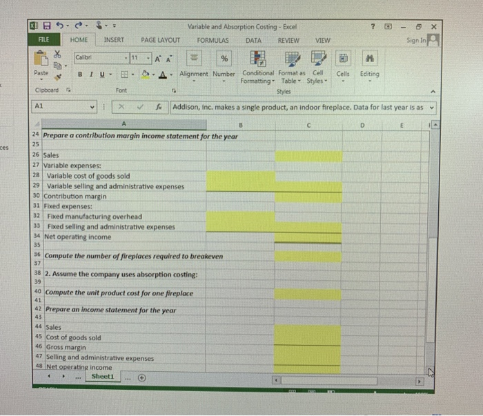 REVIEW DATA FORMULAS PAGE LAYOUT INSERT HOME FILE % AA -111 Calbri
