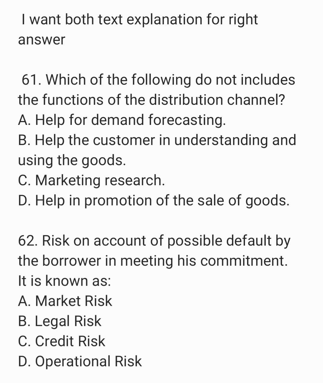  I want both text explanation for right answer 61. Which of
