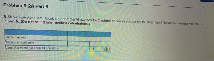 includes the following items Accounts receivable Allowance for doubtful accounts 5902,031 debit