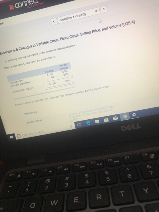  COUNTING Questions 4-5 (of 12) Exercise 5-5 Changes in Variable Costs,