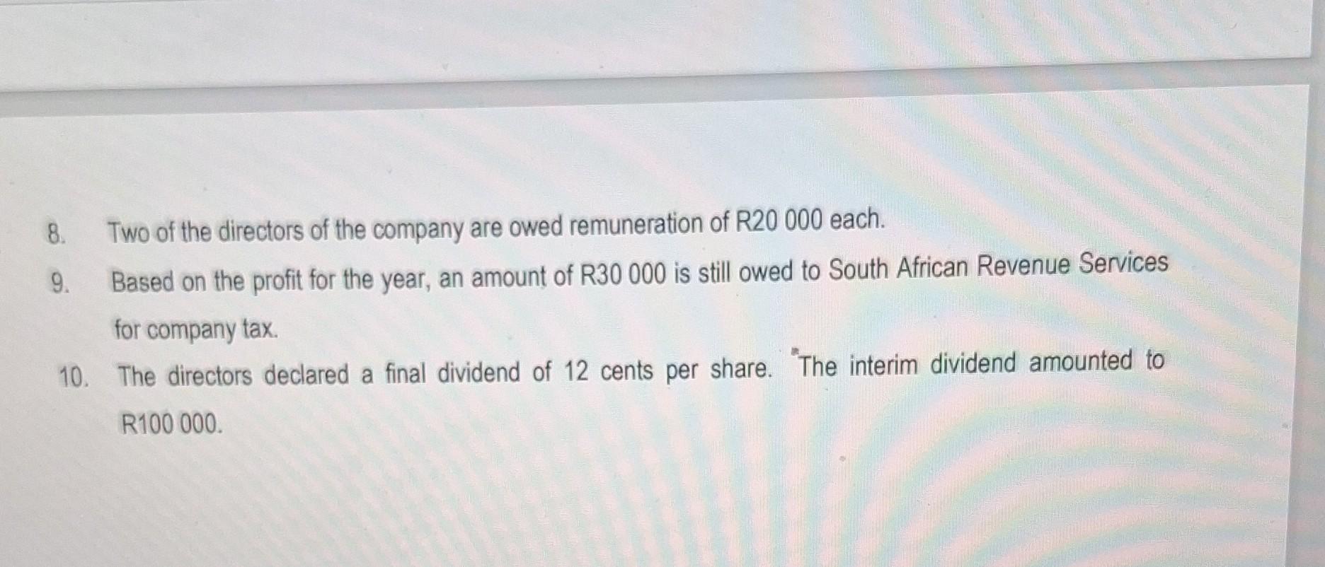 to the financial statements are not required. Adjustments and additional information The