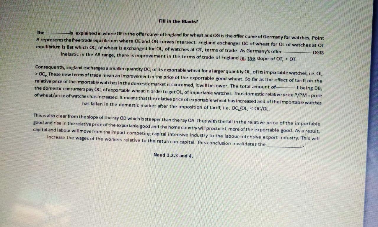  Fill in the Blanks? The is explained in where OE is