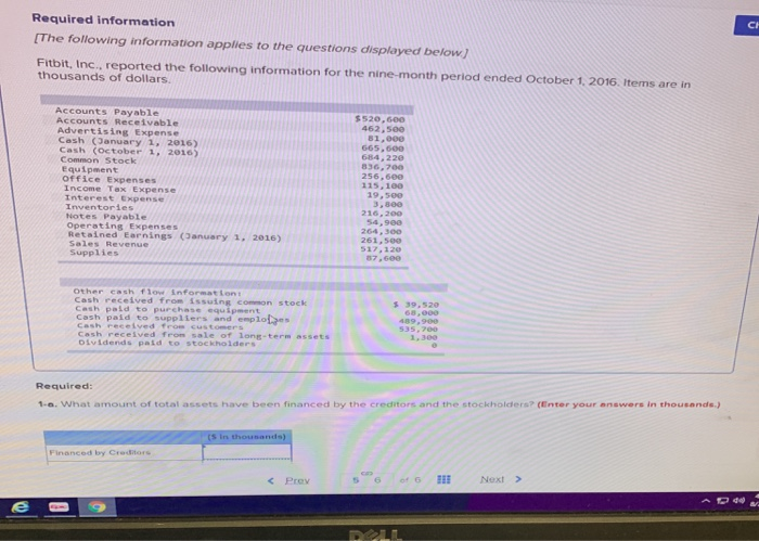 Required information [The following information applies to the questions displayed below) Fitbit,