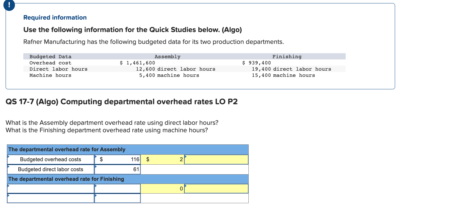 Required information Use the following information for the Quick Studies below.