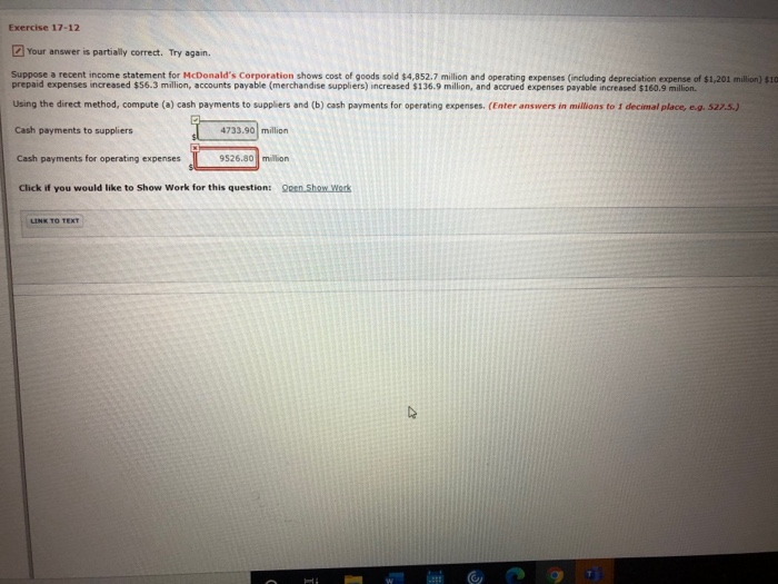  Exercise 17-12 Your answer is partially correct. Try again. Suppose a