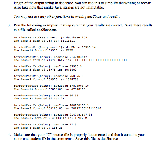 Example: convert 1278 to Base-2 % dee2base 1278 2 Now Base-5 %