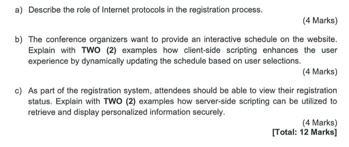 registration system for an upcoming technology conference. The system needs to handle