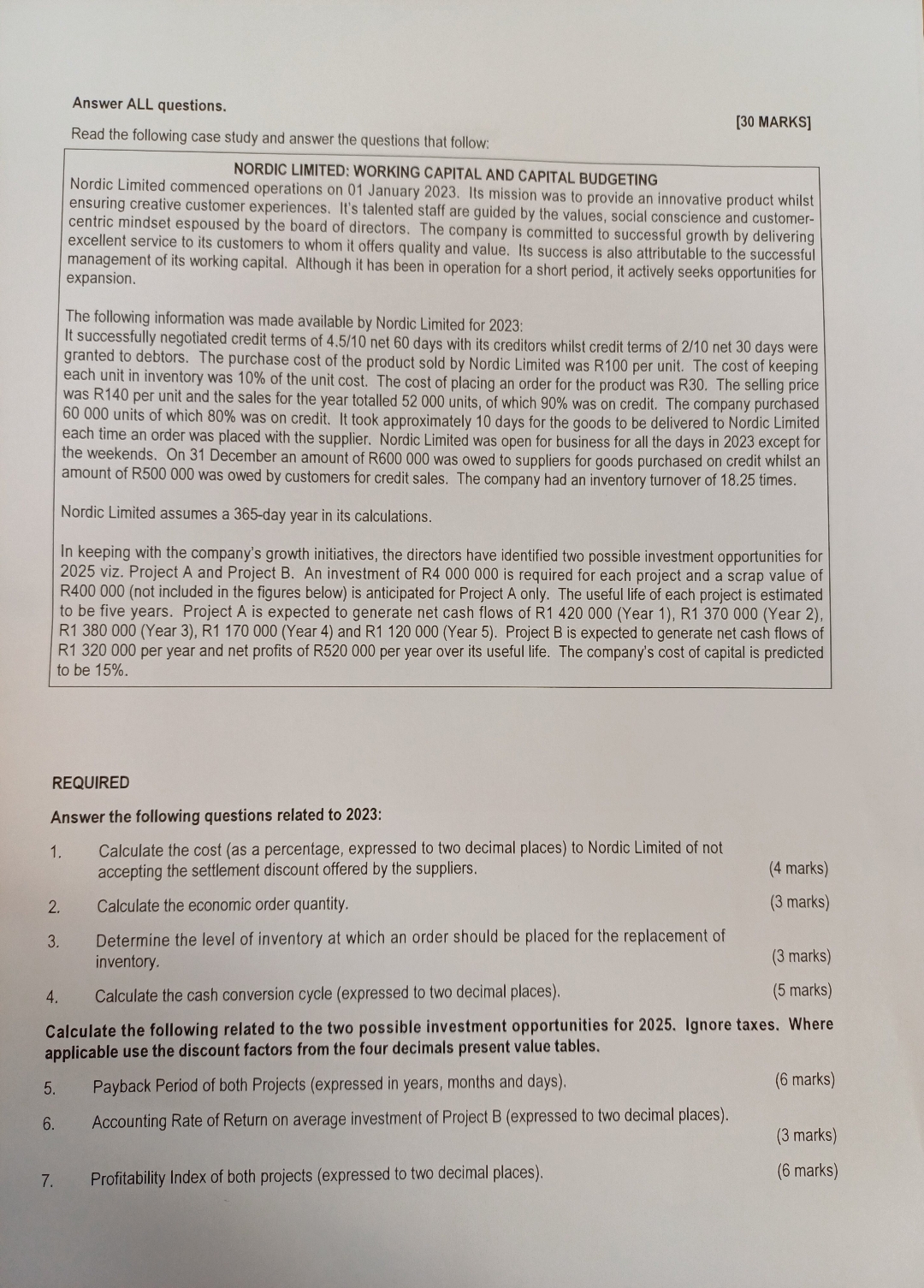 Answer ALL questions. [30 MARKS] Read the following case study and
