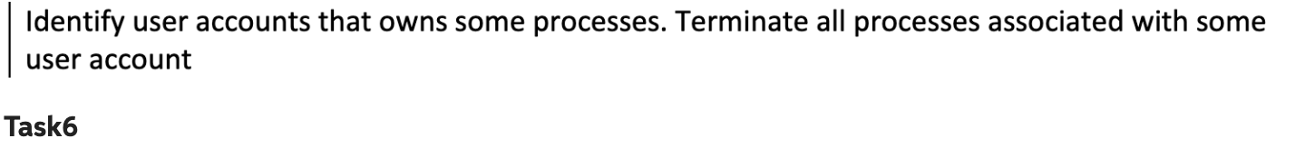 Only Linux command not Windows please Identify user accounts that owns some