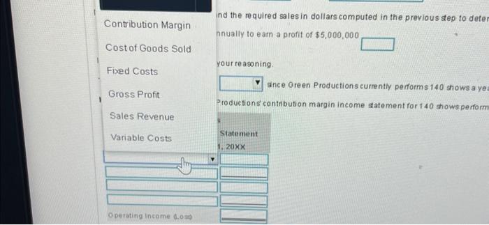 the formula and then entering the amounts to calculate the required sales