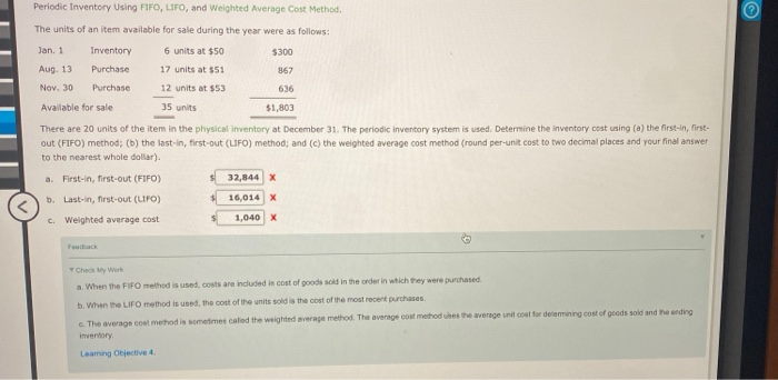  Periodic Inventory Using FIFO, LIFO, and Weighted Average Cost Method. The