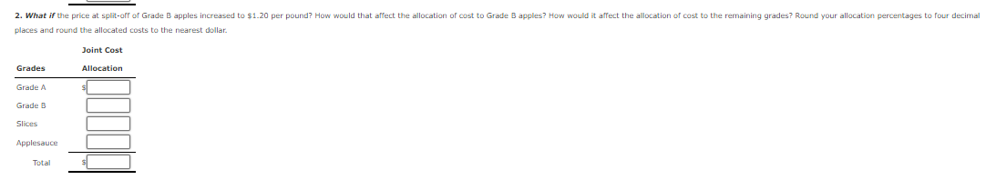$17,000. places and round the allocated costs to the nearest dollar