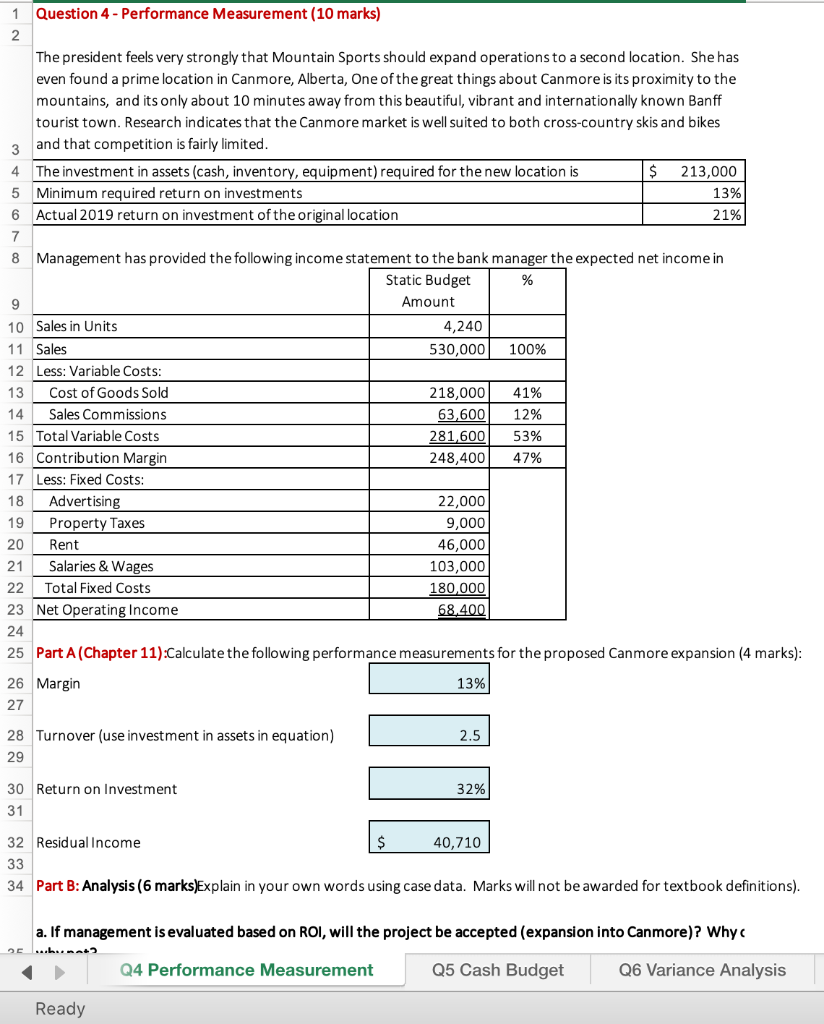  1 Question 4 - Performance Measurement (10 marks) 2 The president