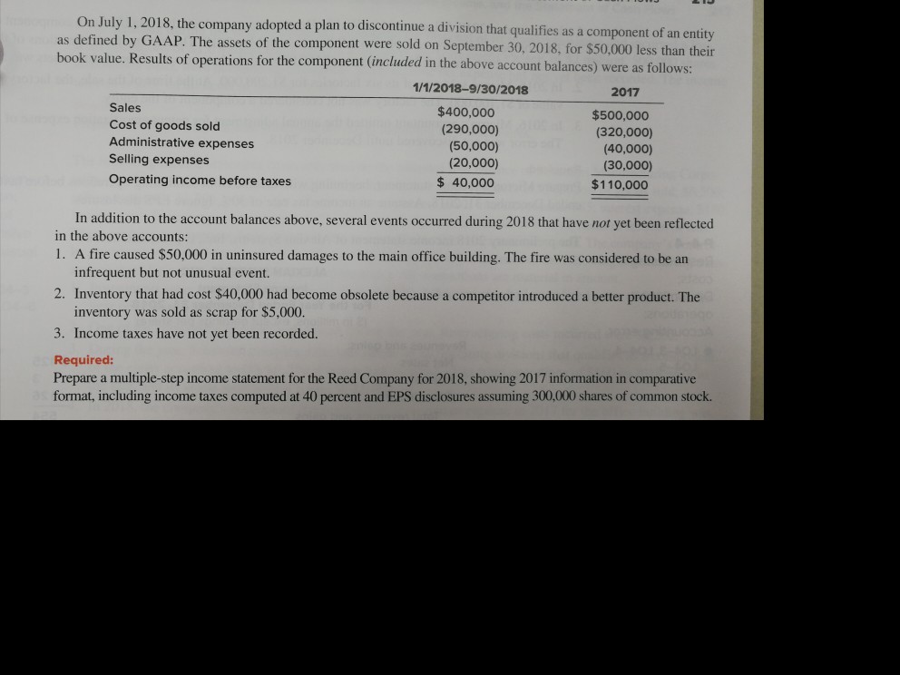 Company is presented below (the compar fiscal year ends on December 31).