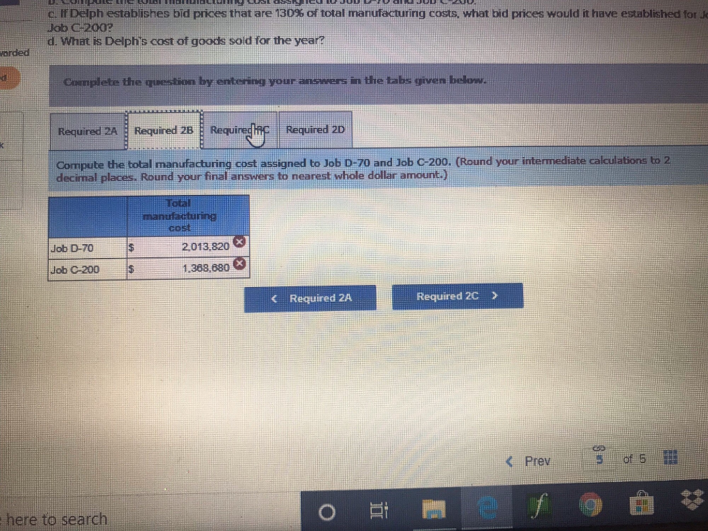 Delph Company uses a job order costing system and has two manufacturing