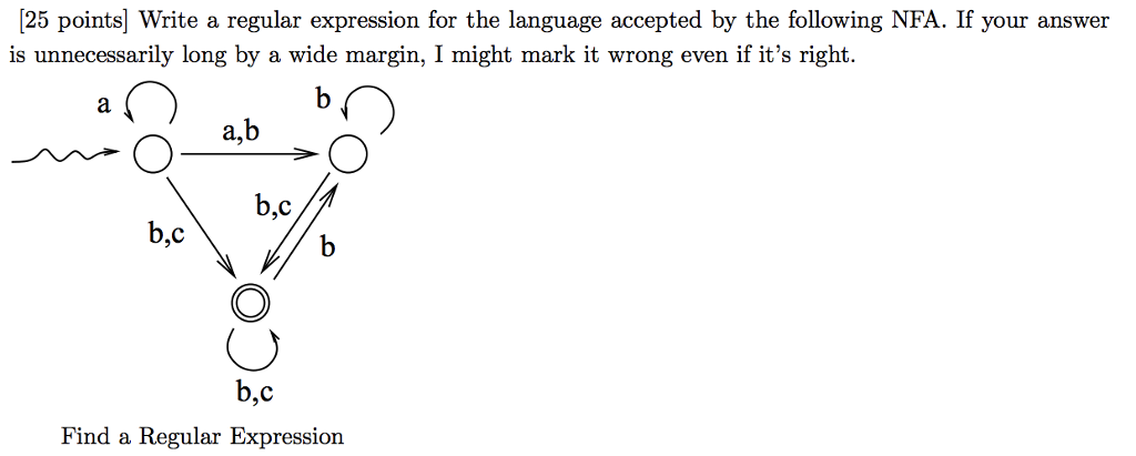  [25 points] Write a regular expression for the language accepted by