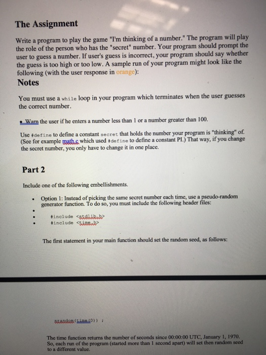  please code in C The Assignment Write a program to play